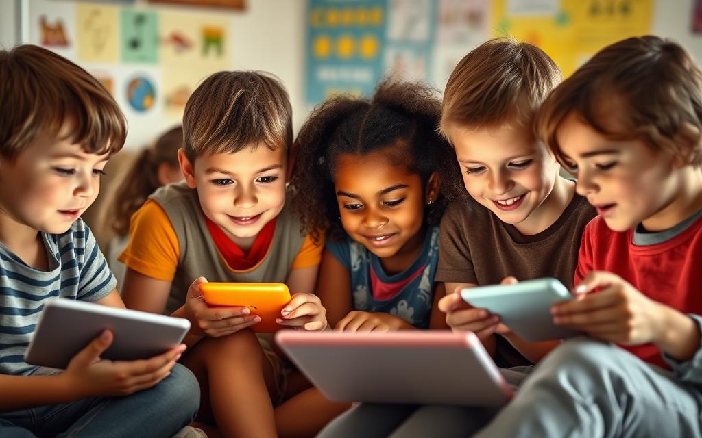children using technology for social development